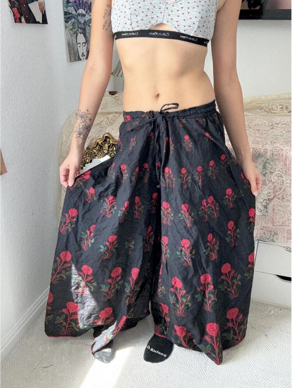 Women's Black and Multi Trousers